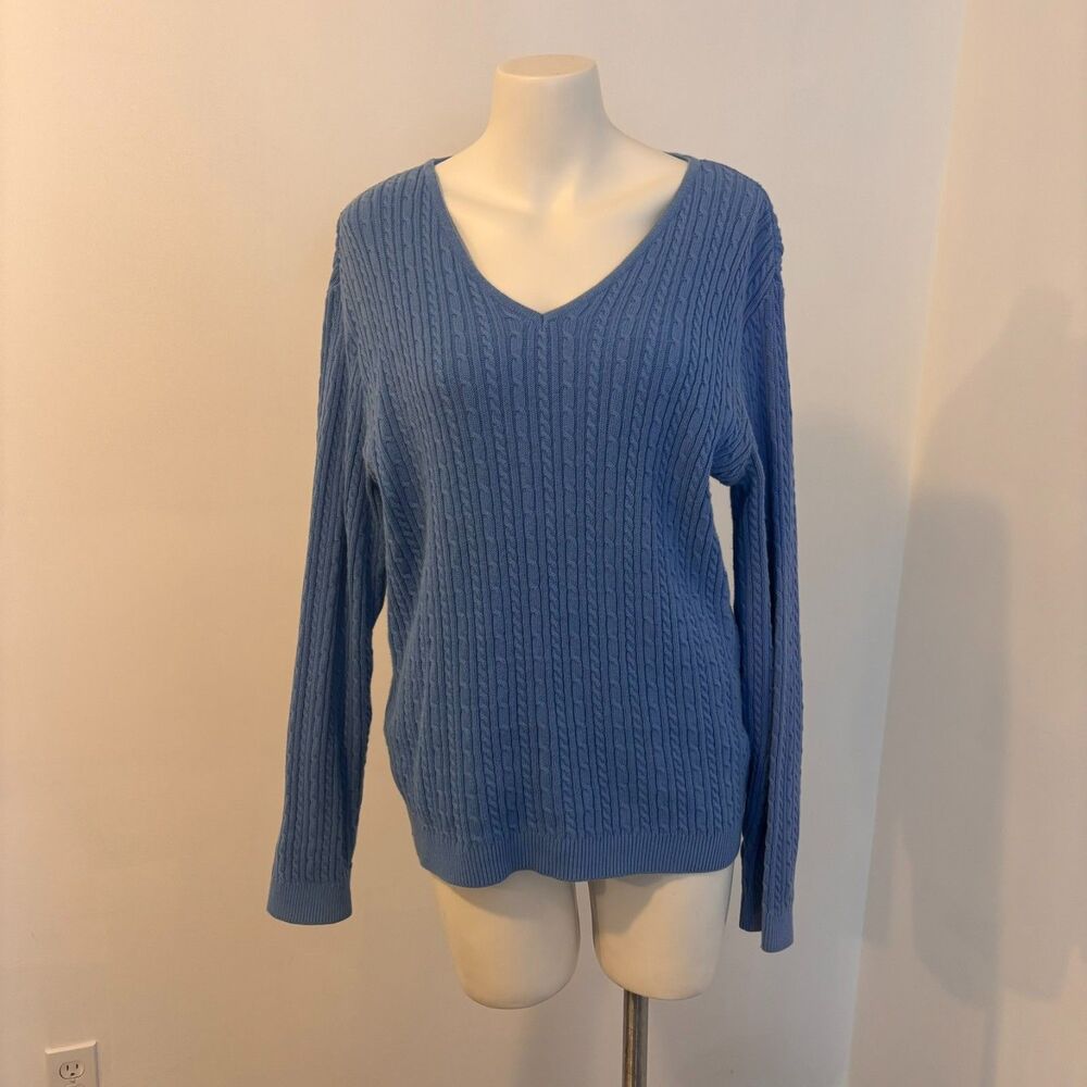 Cotton Country by Parkhurst size Large Blue Cable Knit Sweater